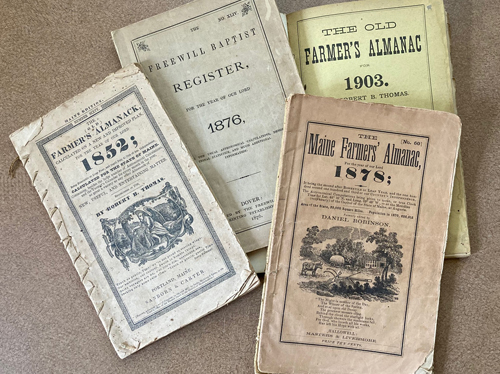 Mid-1800s Almanacs donated by Dorothy Malone